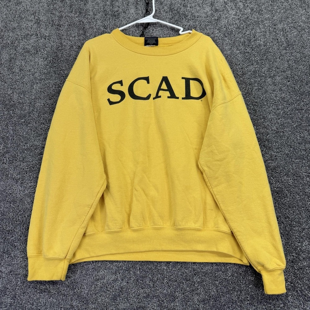 MV Sport Sweatshirt Mens XL Yellow Fleece Pullover SCAD Crew Neck Logo College